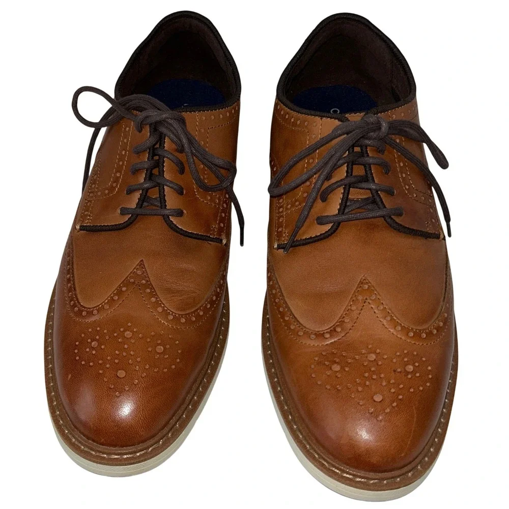 Cole Haan Grand 360 Men's Brown Leather Oxford Wingtips 11M‎ White Sole Trim